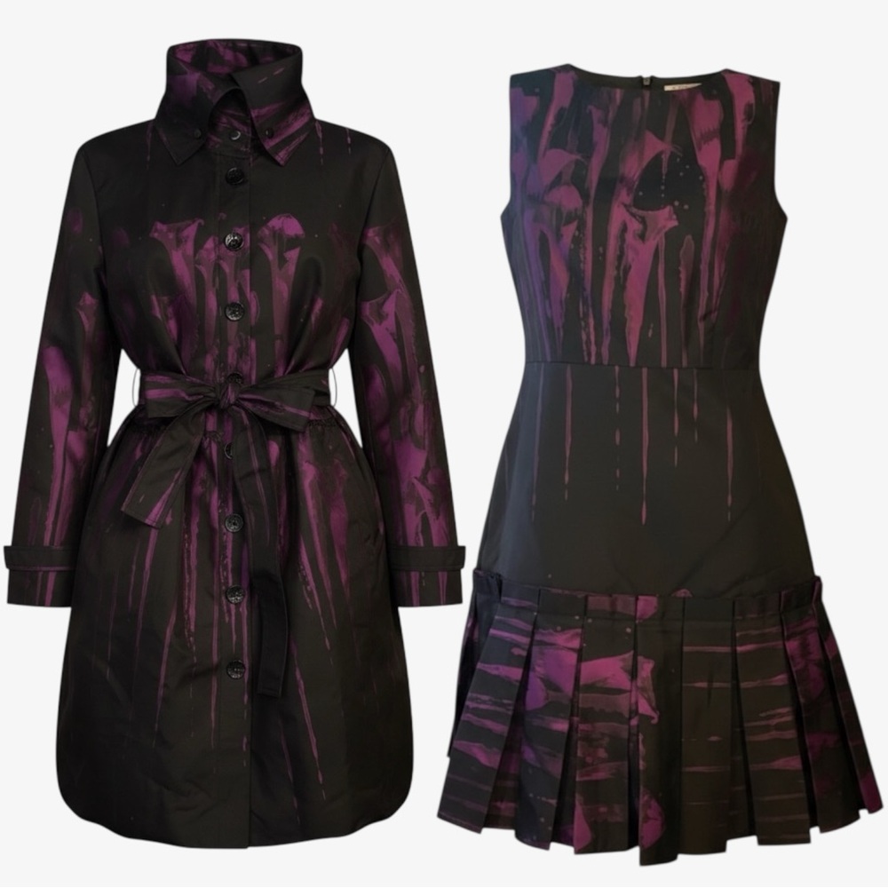 SAMUEL DONG Avant-Garde Trench Coat & Dress Set (Oscar De La Renta Vibes)~Petite